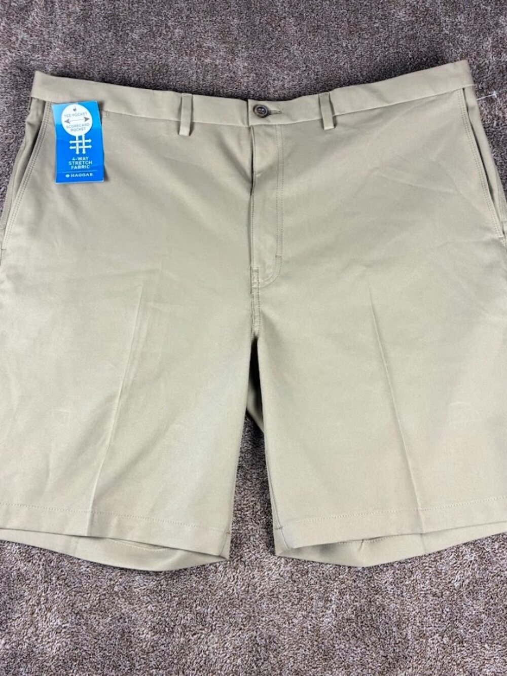 Haggar Cool 18 Pro Shorts Mens Size 44w Khaki Tan